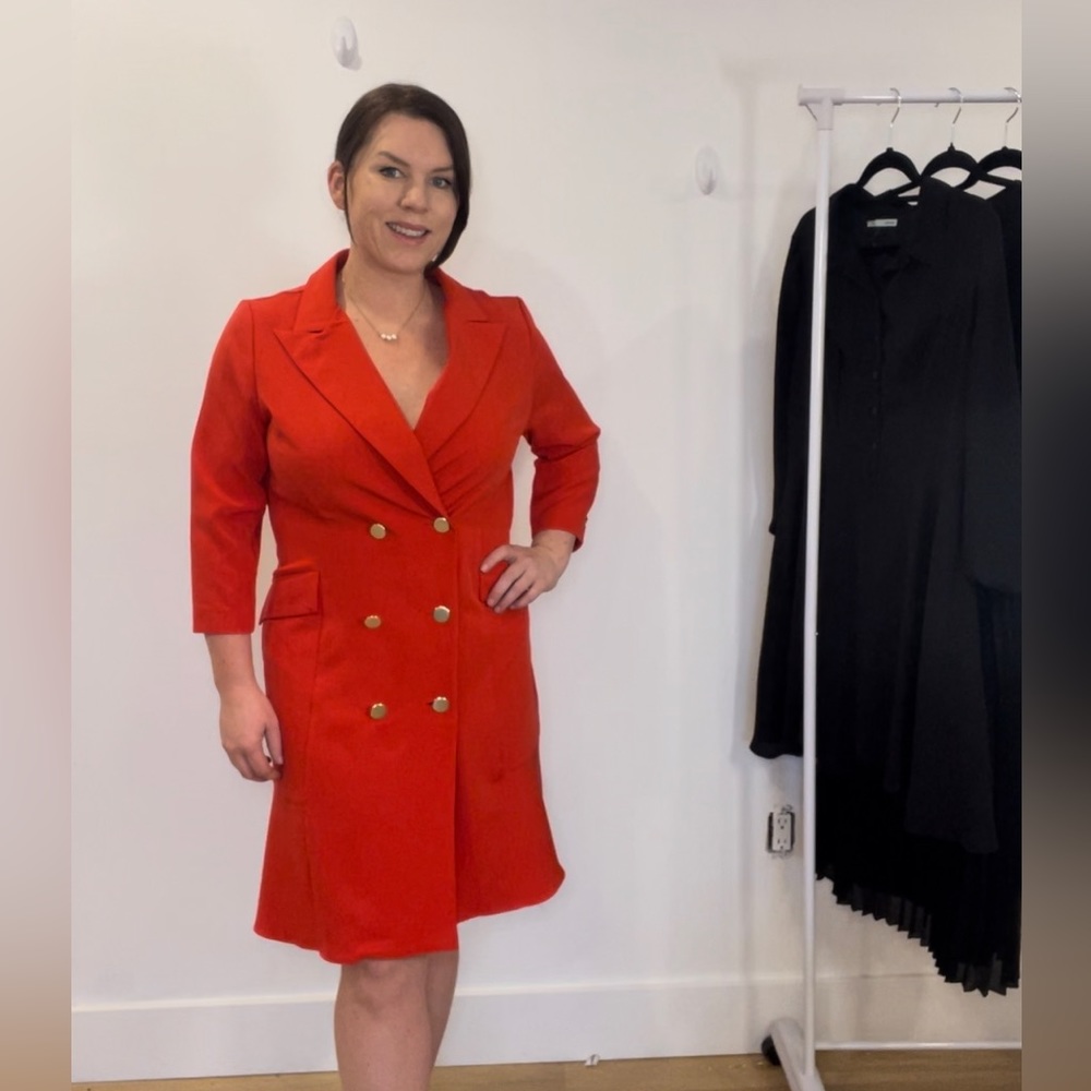 Striking red blazer dress vintage office party holiday ✨